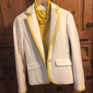 J Crew Off White with yellow trim blazer Size 2